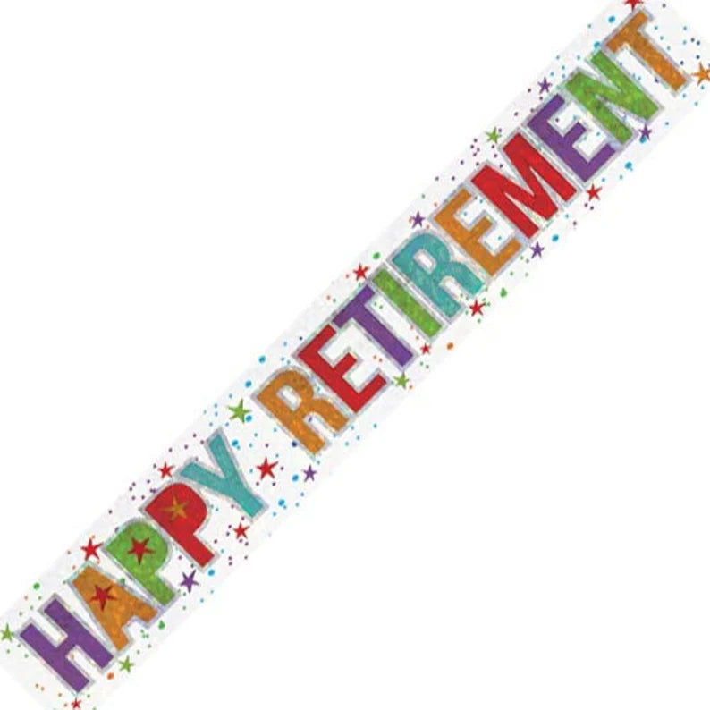 Happy Retirement Holographic Foil Banner