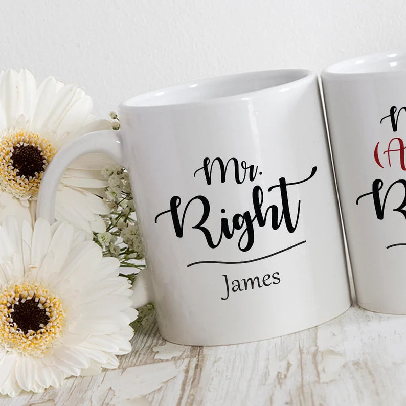 Mr & Mrs Right Matching Mugs | Personalised Mugs | Wedding Mugs