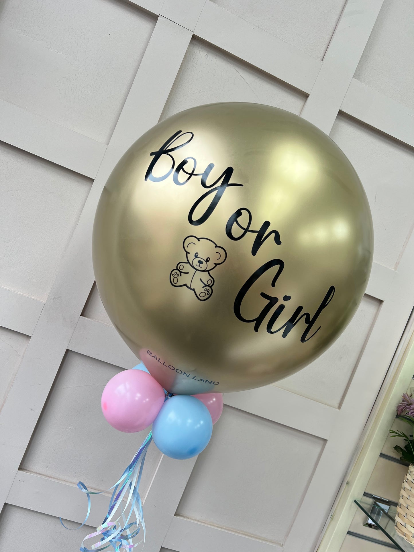 Gold gender reveal balloon - with only balloons inside