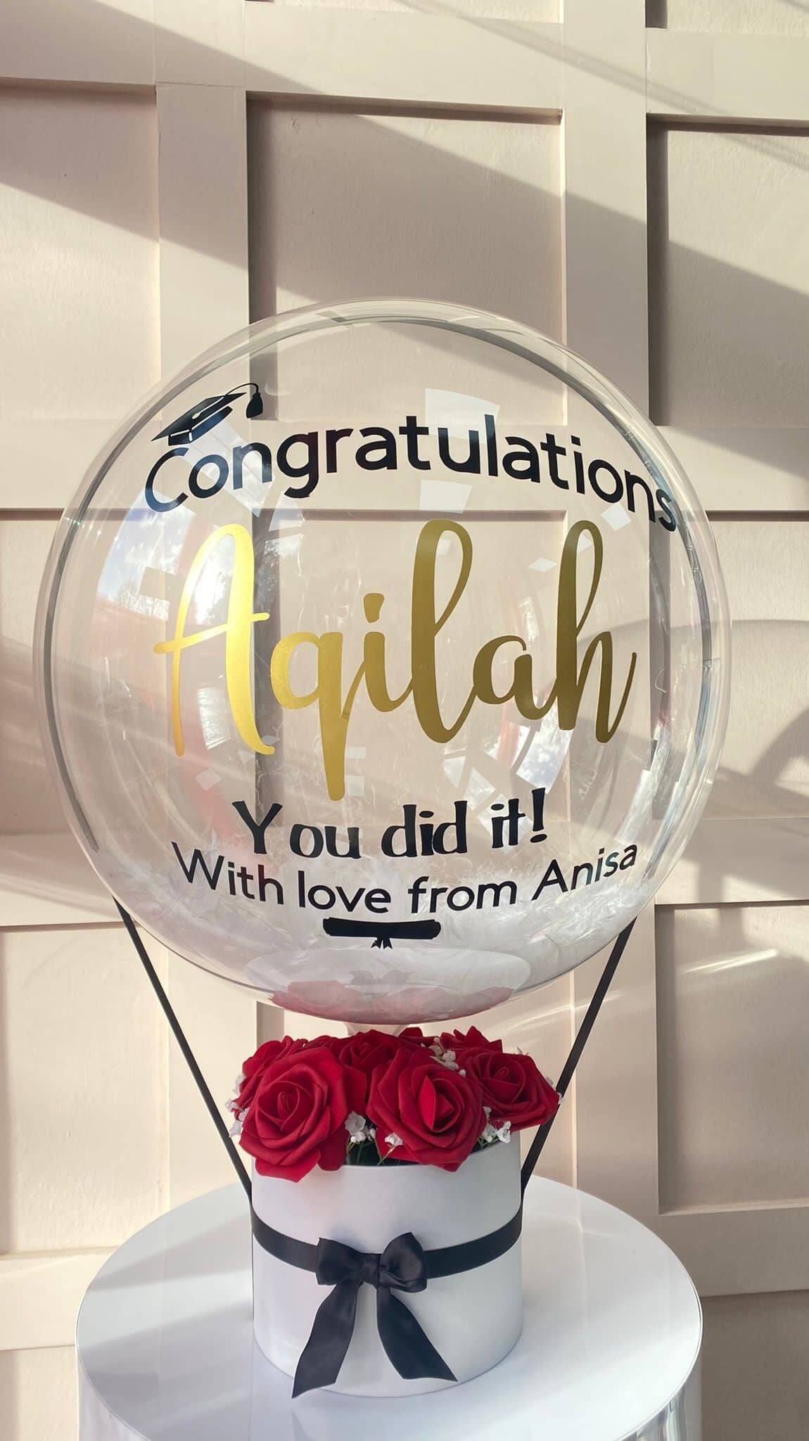 Congratulation Graduation Balloon x Flower Bouquet Customised Balloon