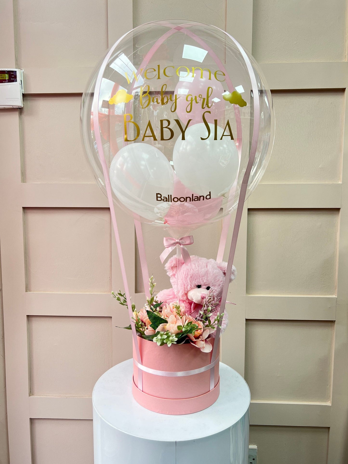 Baby Girl Arrival Balloon x Flower Bouquet Customised Balloon / Perfect for a Gift