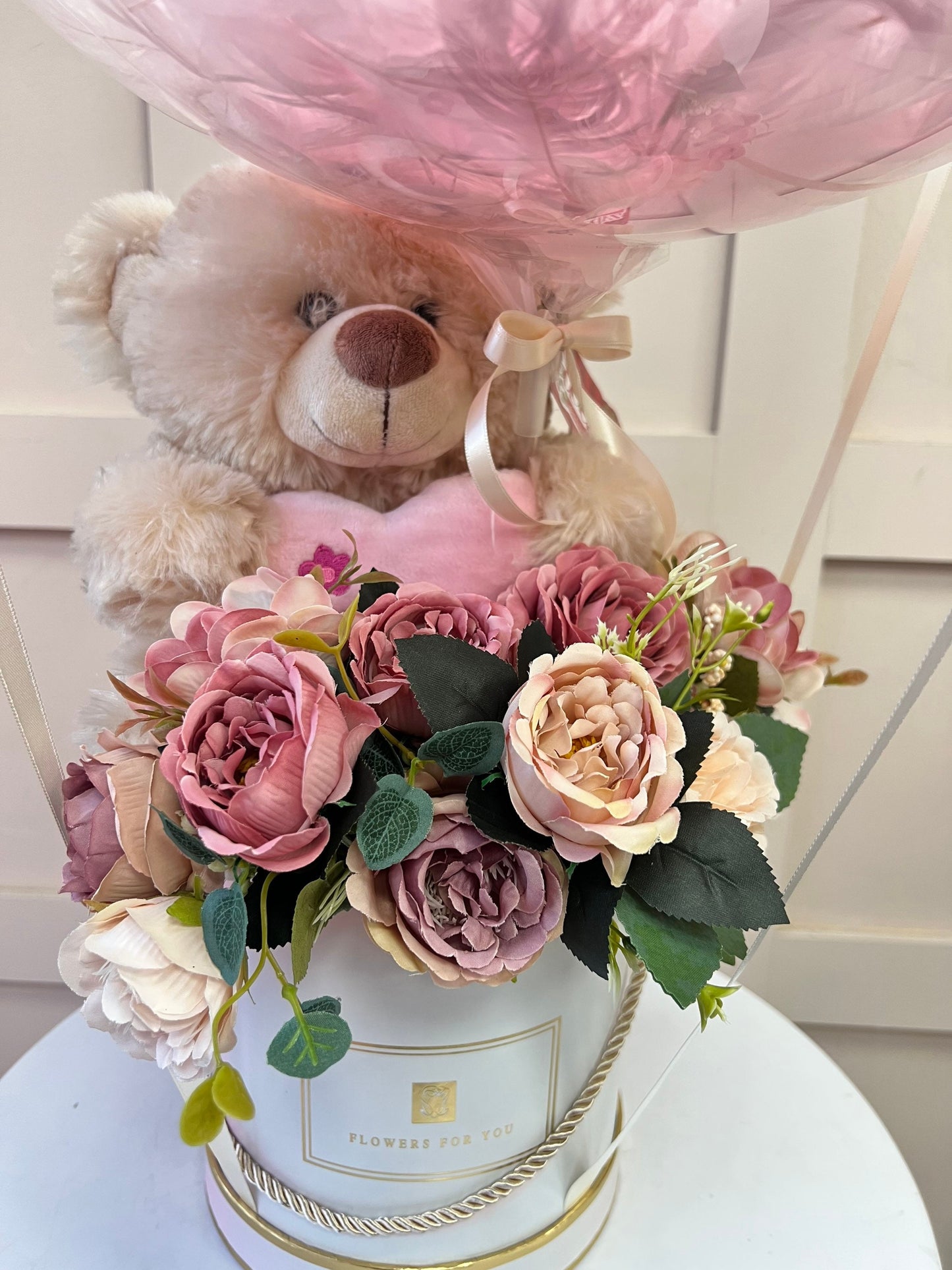 Mothers day Balloon / Personalised Balloon / Worlds Best Mum / Flower Bouquet WITH TEDDY