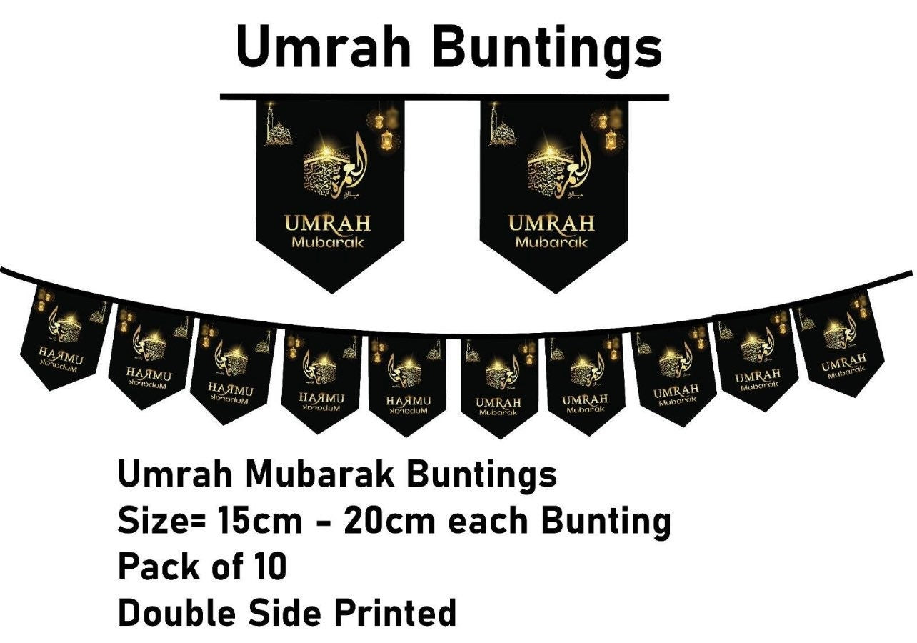 Umrah Mubarak Black Set Banner Bunting Latex Balloon and Foil Balloon Design your house with our umrah mubarak decorationsBalloon land uk ltdBalloon land uk ltd