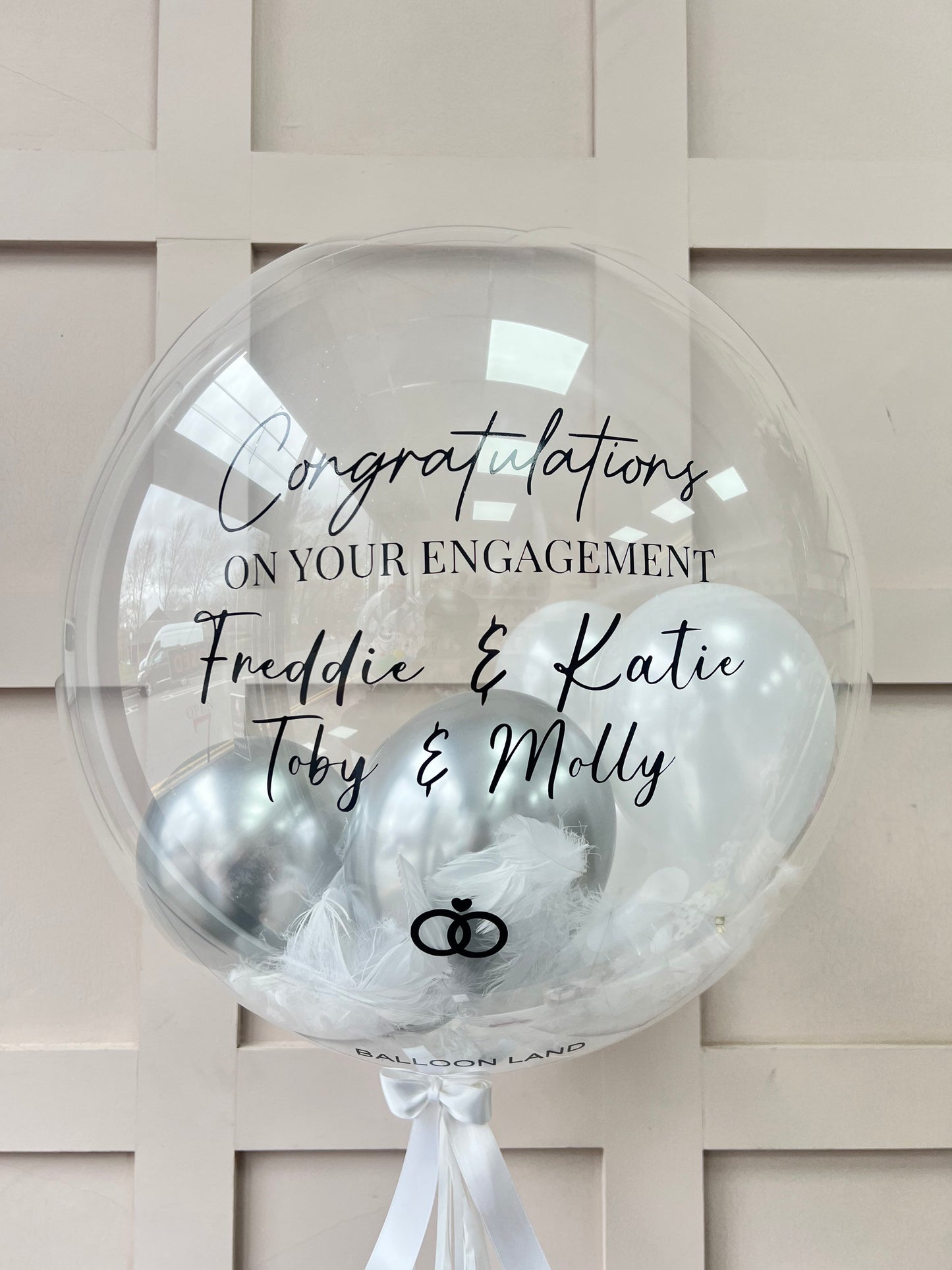 Engagement helium Personalised bubble balloonsCelebrate any special occasion or event with our Personalised Balloons – these will arrive to deliver happiness and delight for all ages.

Create the perfect surprisBalloon land uk ltdBalloon land uk ltd