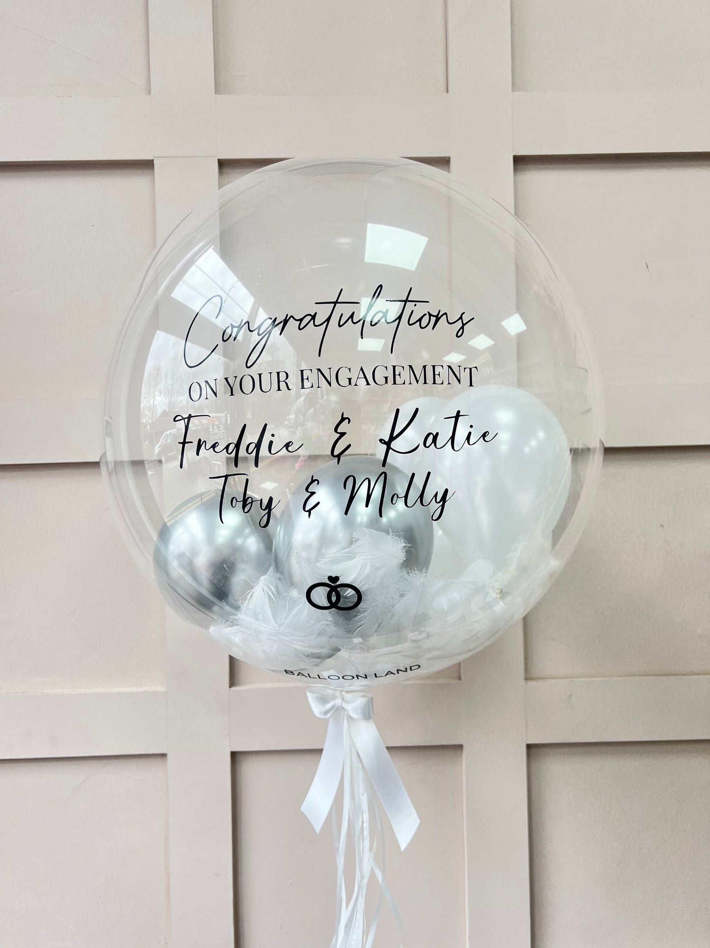 Engagement helium Personalised bubble balloonsCelebrate any special occasion or event with our Personalised Balloons – these will arrive to deliver happiness and delight for all ages.

Create the perfect surprisBalloon land uk ltdBalloon land uk ltd