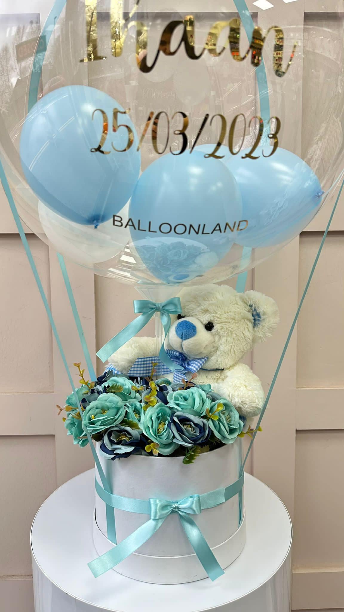 Baby boy teddy bouquet / new born baby boy hot air balloon