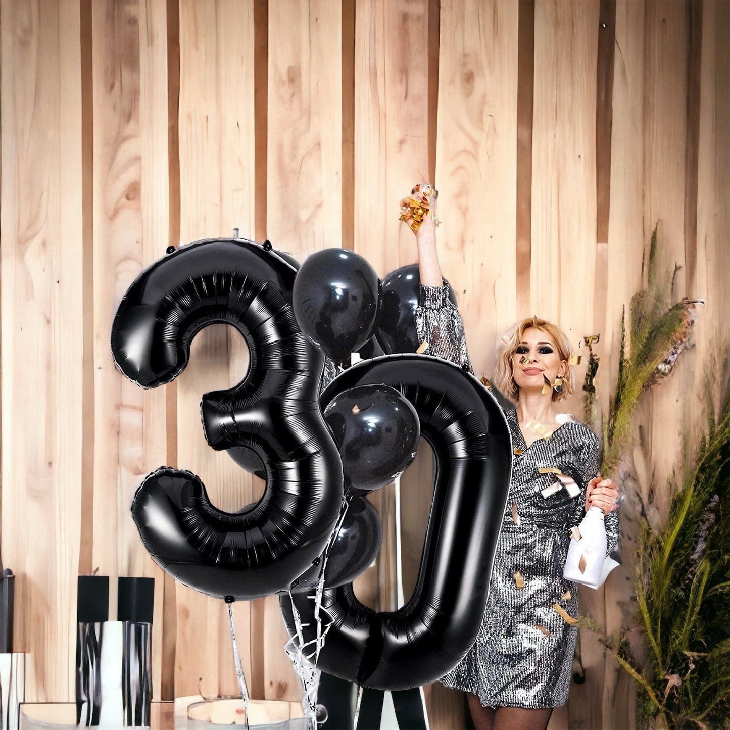 Giant Black Number Balloons, 34" Black Mylar Foil Number Balloons, JumOne giant black number balloon, fit for your birthday bash! These number balloons come in numbers 0-9 and are the perfect decoration for your upcoming birthday or anBalloon land uk ltdBalloon land uk ltd