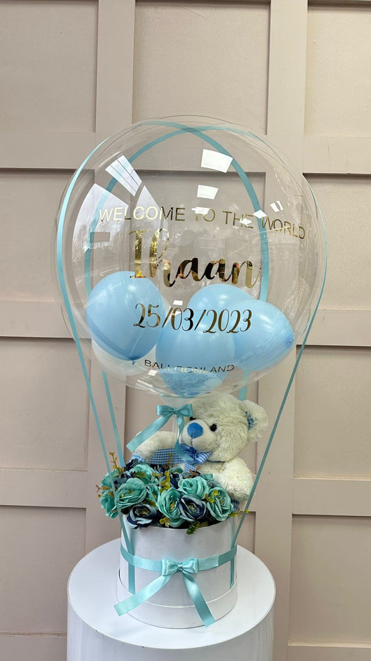 Baby Boy Balloon x Teddy Bear Customised Balloon / Perfect for a Gift / Personalised to your choice Next Day Delivery