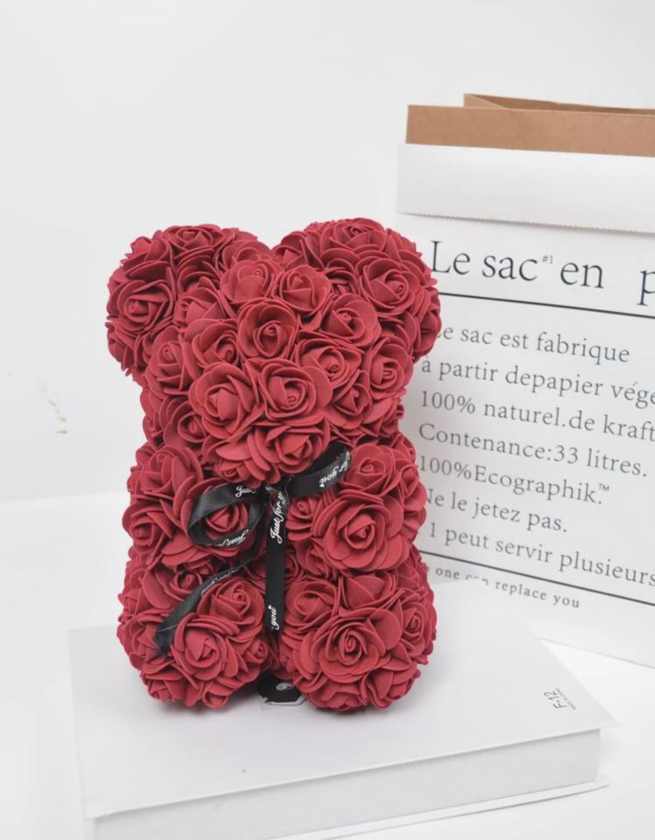 Burgundy Rose Bear